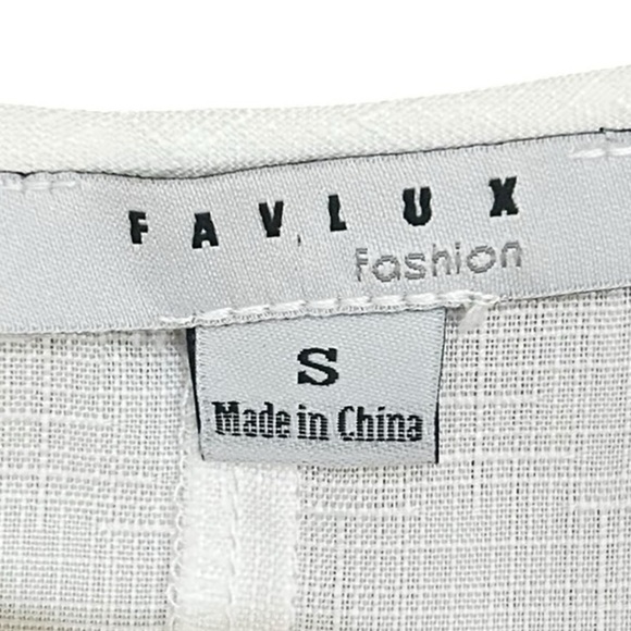 FAVLUX Fashion off white Textured linen look rayon mini dress side ties sz small - Picture 9 of 10